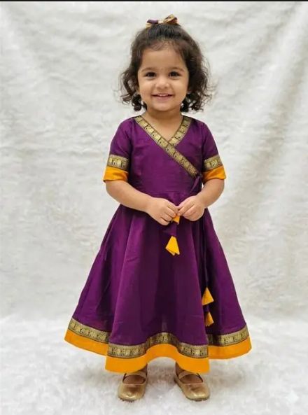 Girls Chanderi Ethnic Frock