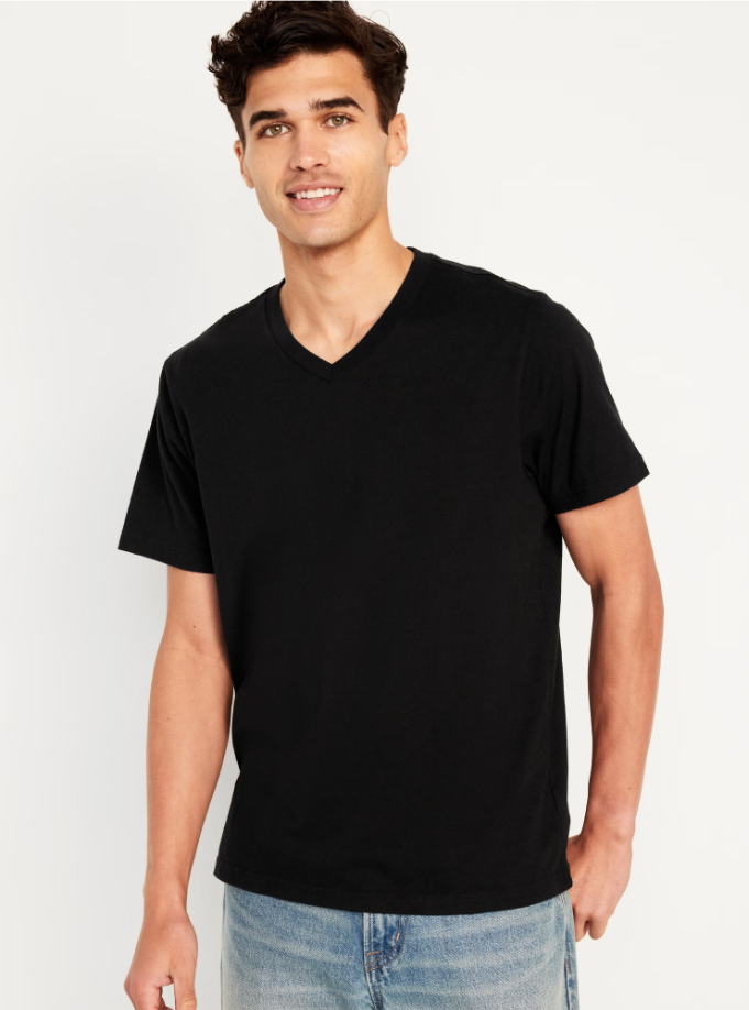 Men V-Neck Solid T-Shirt