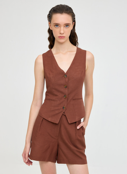 Brown Crop Waistcoat