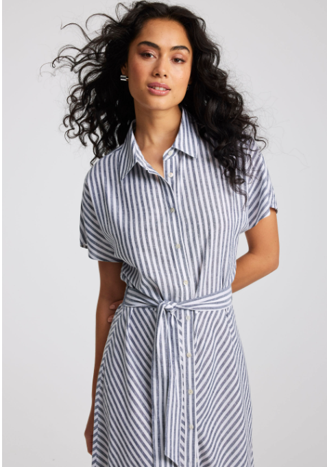 Women Belted Shirt Dress