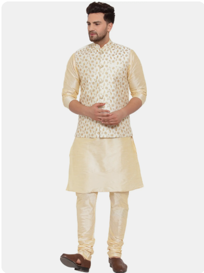 Men Embroidered Nehru Set