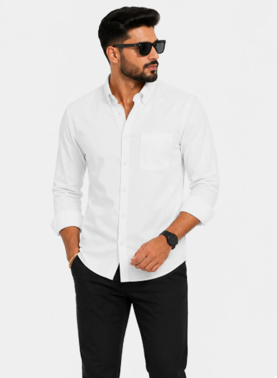 Men White Slim Casual Shirt