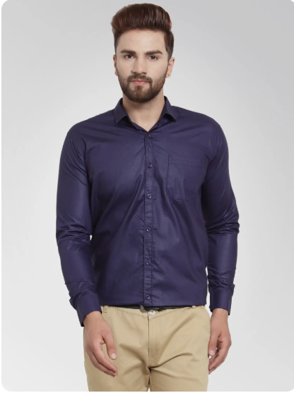 Men Blue Classic Casual Shirt