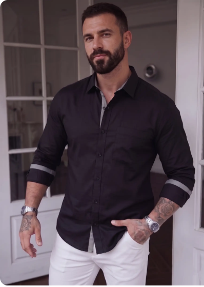 Men Black Smart Casual Shirt