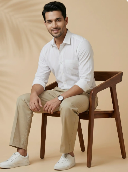 Men White Business Formal Shirt