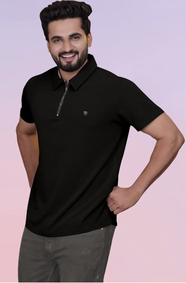 Men Black Signature Polo T-Shirt