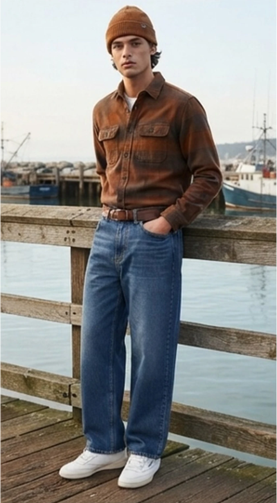 Men Blue Vintage Wash Jeans