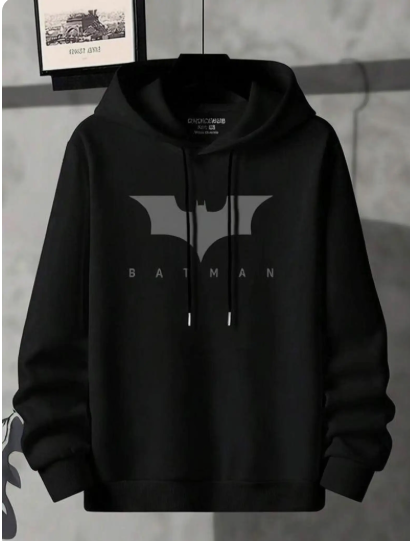 Men Black White Fleece Hoodie