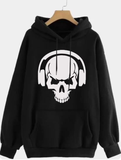 Men Black Graphic Hoodie