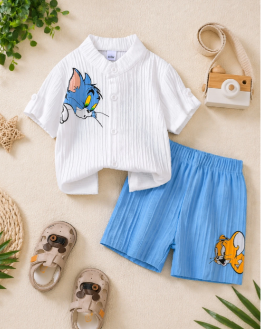 Boys White Vest Shirt Set