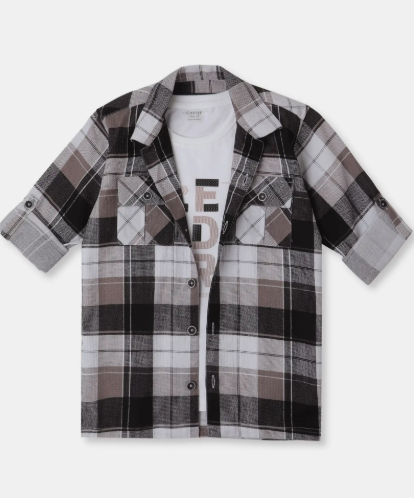 Boys Black Checked Shirt