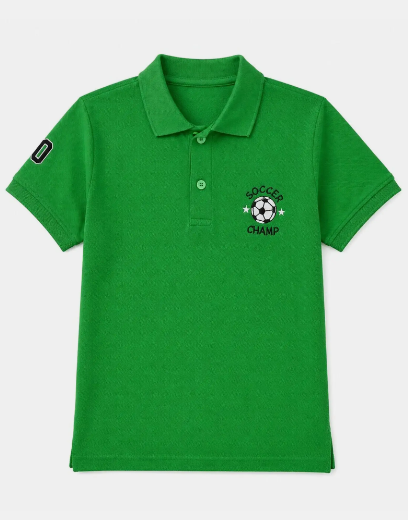 Boys Striped Polo T-Shirt (Green)