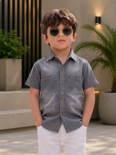 Boys Slim Denim Shirt