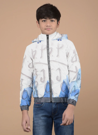 Boys Zip-Up Casual Jacket (White Edition 3)