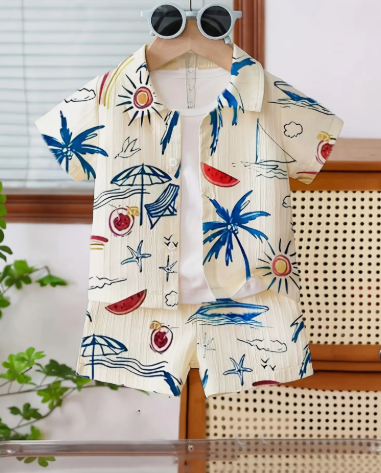 Boys Printed Shorts Set