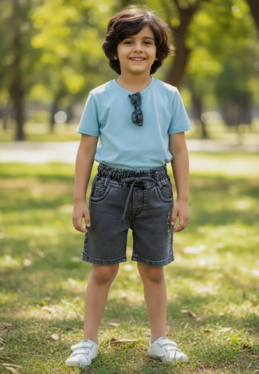 Boys Grey Denim Shorts