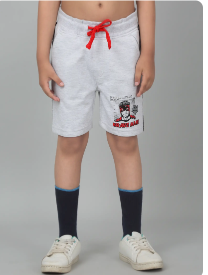 Boys Grey Printed Shorts