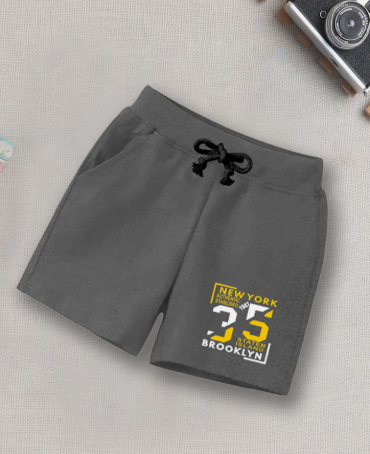Boys Grey Printed Shorts