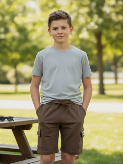 Boys Grey Cargo Shorts