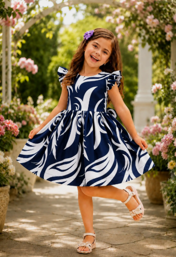 Girls Printed Dress - Style 6
