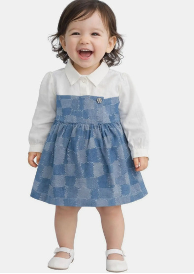 Girls Denim Pinafore Dress