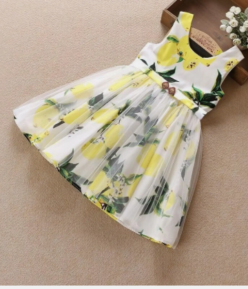 Girls Printed A-Line Frock (Black)