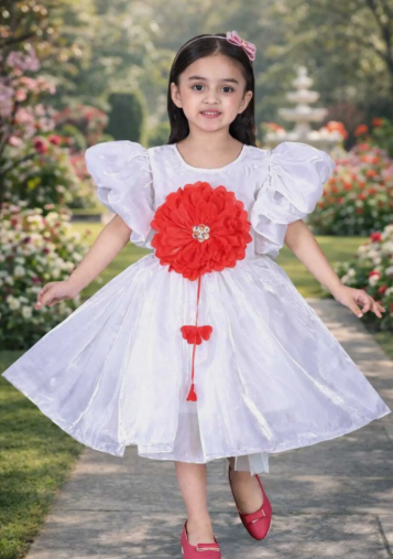 Girls White Everyday Frock