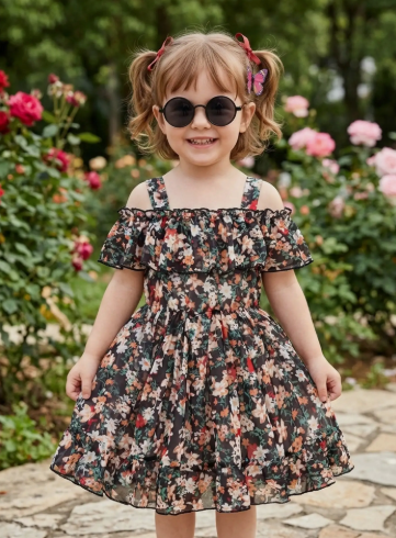 Girls Floral Print Dress