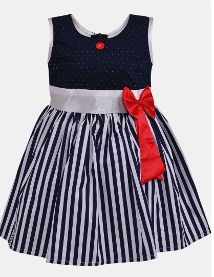 Girls Striped Cotton Dress
