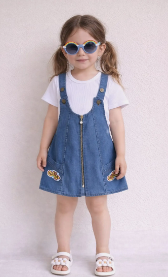Girls White Denim Skirt
