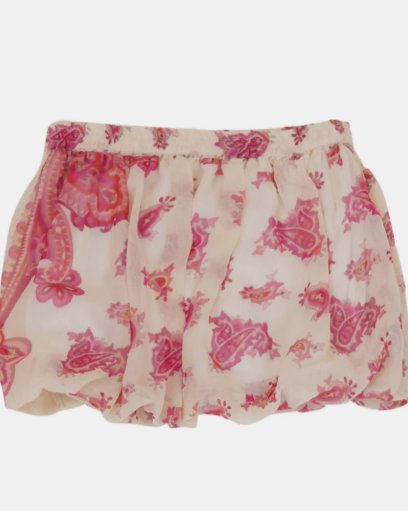 Girls White Printed Skirt