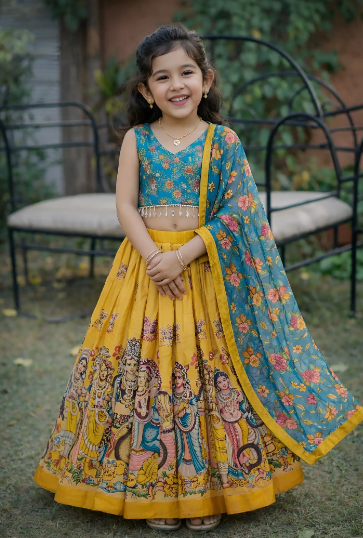 Kids Cotton Girls Lehenga Choli Set