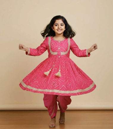 Girls Silk Frock Suit