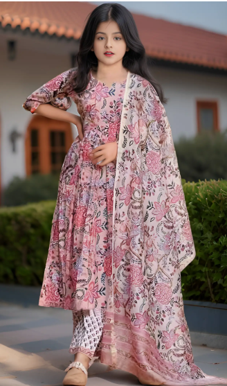 Girls Printed Kurti Set