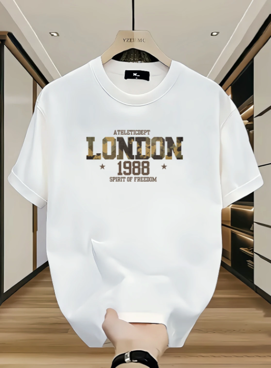 Men Urban Round Neck Cotton T-Shirt - Style 6