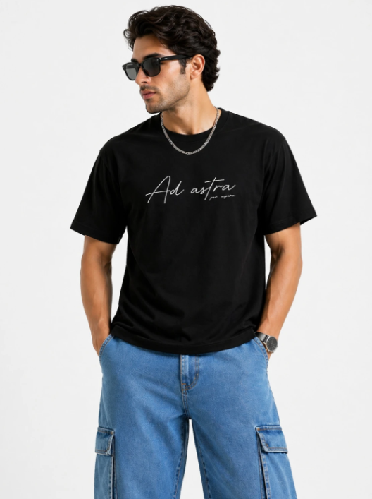 Men Signature Round Neck Cotton T-Shirt - Style 6