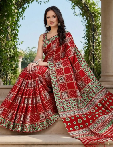 Women Red Contemporary Saree