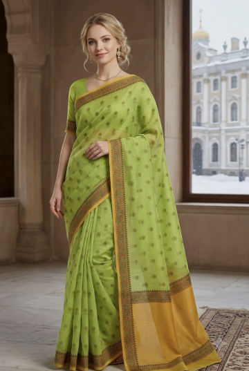 Women Green Wedding Saree