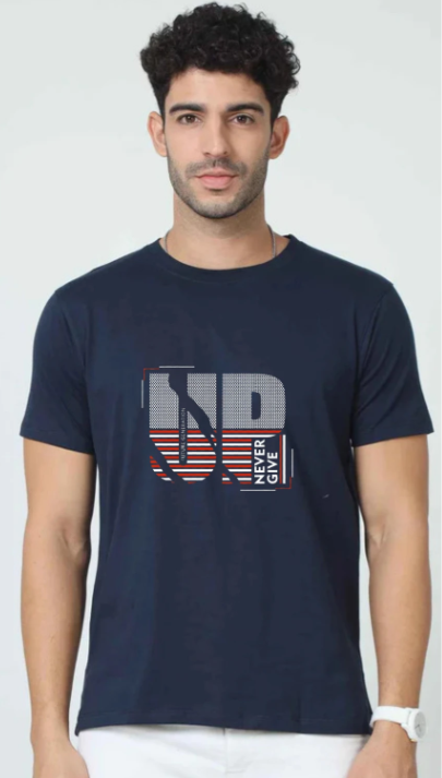 Men Urban Round Neck Cotton T-Shirt - Style 2