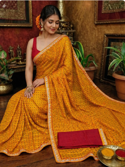 Women Bandhani Print Saree