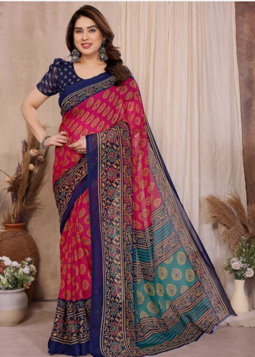Women Printed Georgette Saree