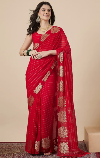 Women Georgette Saree with Woven Detail