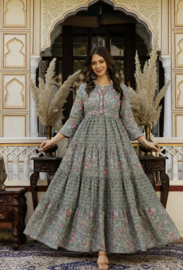 Women Floral Anarkali Kurti