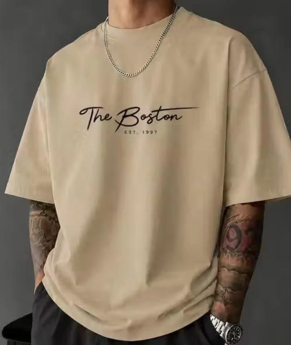 Men Urban Round Neck Cotton T-Shirt - Style 4