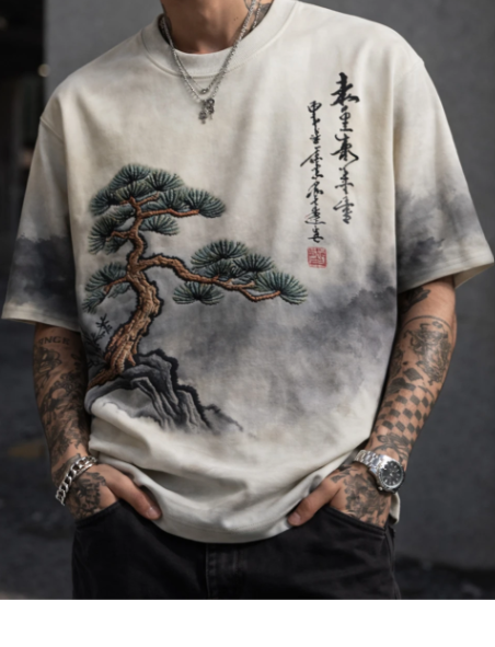 Men Signature Round Neck Cotton T-Shirt - Style 4