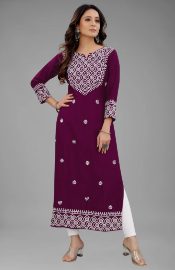 Women Rayon Straight Kurti