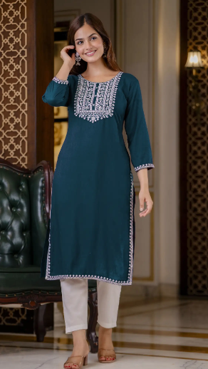 Women Rayon Straight Kurti