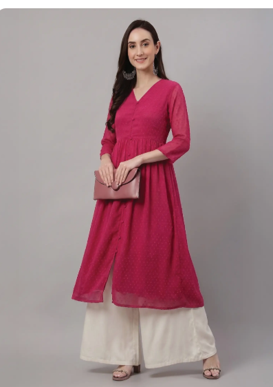 Women Pink A-Line Kurti