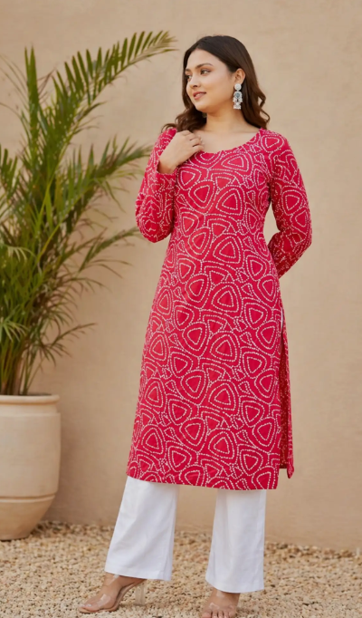 Women Bandhani Print Kurti