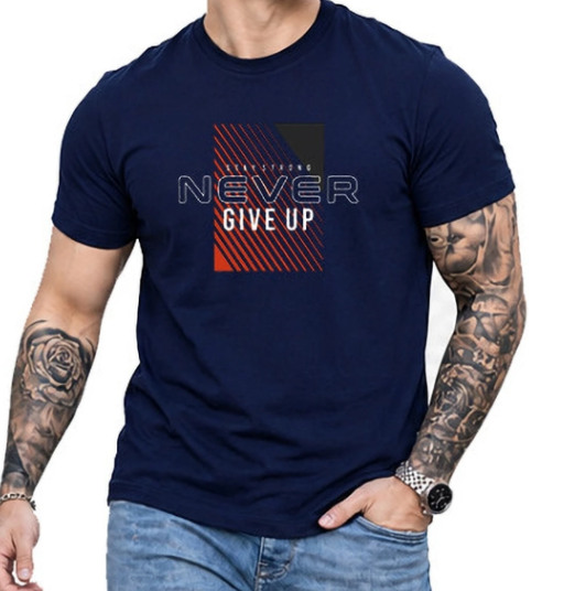 Men Classic Round Neck Cotton T-Shirt - Style 2
